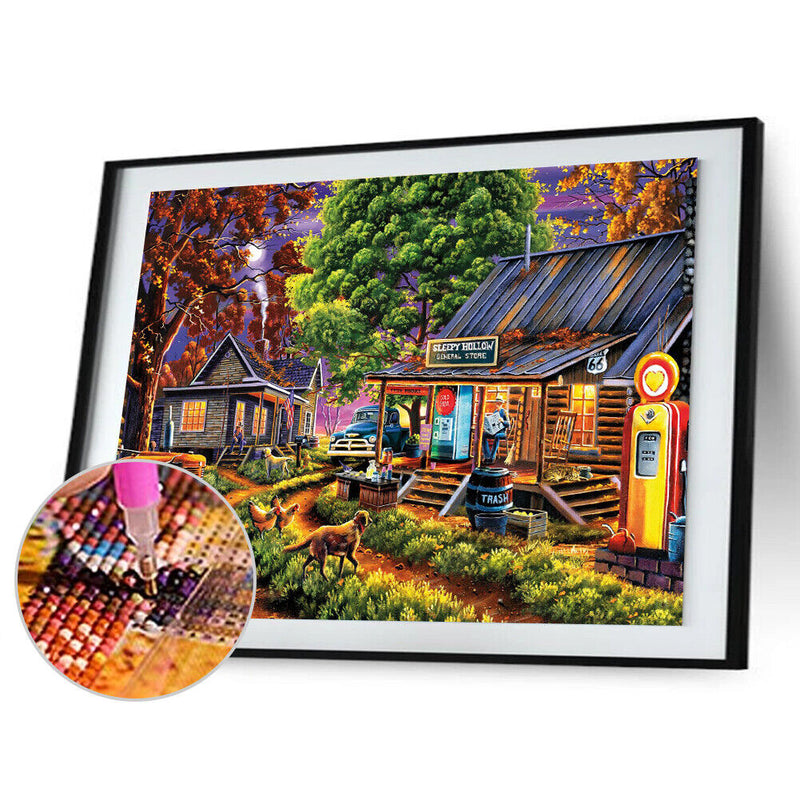 5D DIY Full Drill Round Shape Mountain Water Rhinestone Diamond Drawing for Home