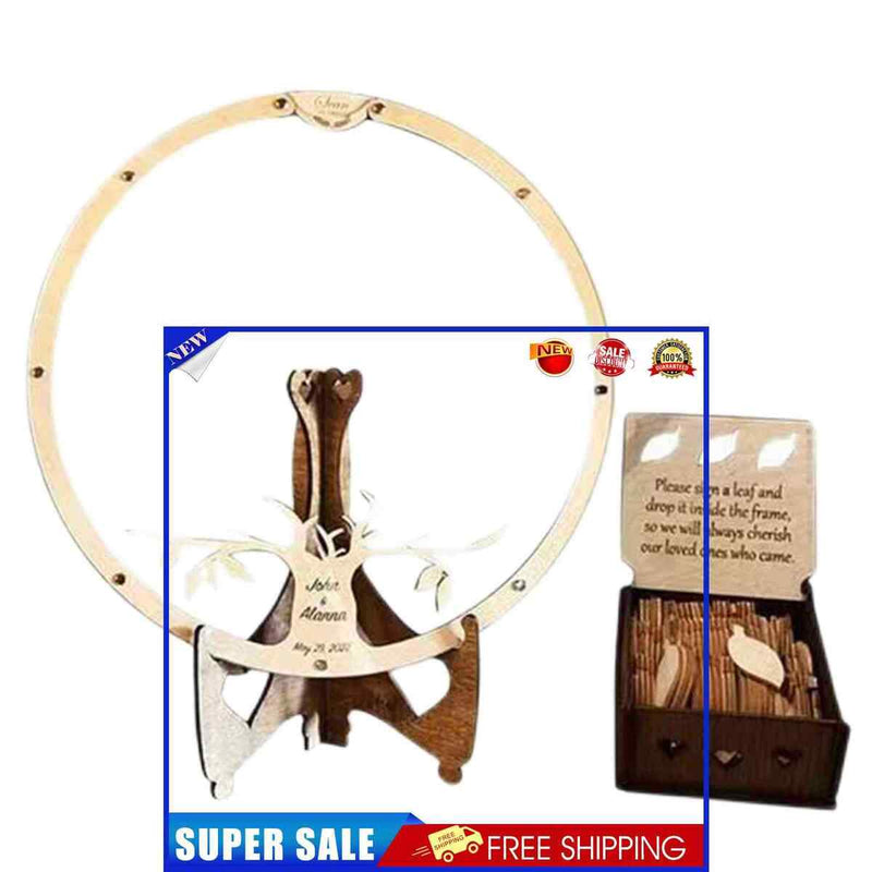 #A Wedding Guest Book Alternative Wooden Card Box 60 Wood Leaves for Reception