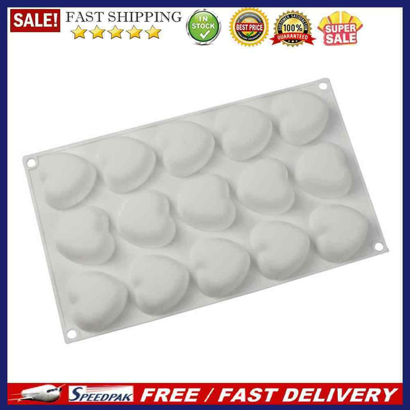 Silicone Cake Molds 15-Cavity Heart Shape Chocolate Mousse DIY Baking Mould