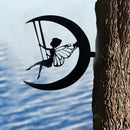Iron Metal Fairy Silhouette Artwork for Wall Decor Garden Home Decor (B) Newly