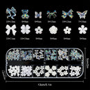 Bear Shape Nail Art Rhinestones Kit White Flower Nail Art Charms Multi Shaped