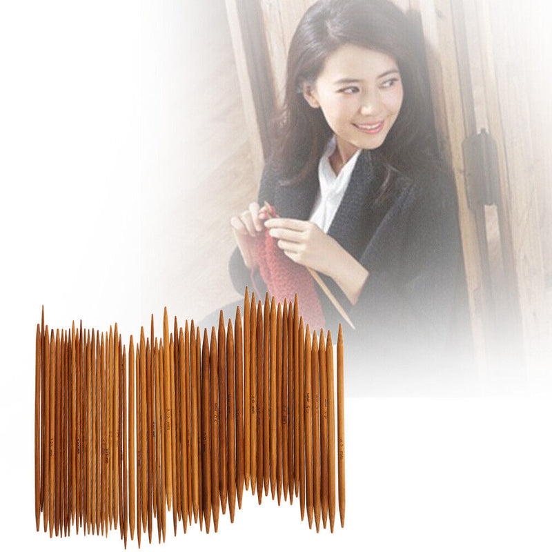 55Pcs 11sizes 5'' 13cm Double Pointed Carbonized Bamboo Knitting Needles Newly