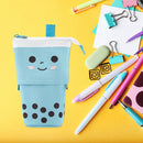 Creative Retractable Canvas Pen Holder Large Milk Tea Stationery Organizer Box