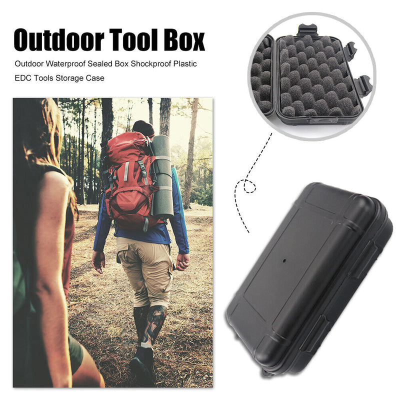Outdoor Waterproof Sealed Box Shockproof EDC Tools Storage Case (Black XL)
