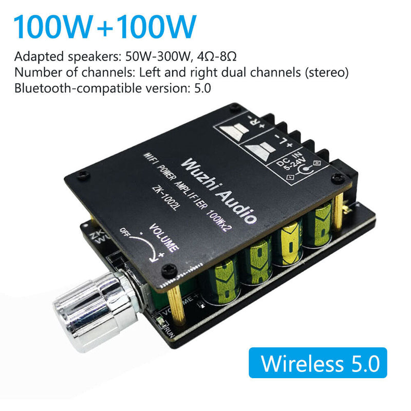ZK-1002L Dual Channel 2x100W Audio Power Amplifier Board Stereo Amp with Filter