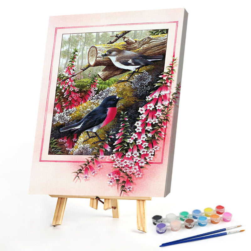Flower Bird Oil Paint By Numbers Kit DIY Drawing Picture for Adults Home Decor