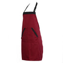 Unisex Halterneck Apron with 2 Pockets Chef Waiter Kitchen Cook Red Tool