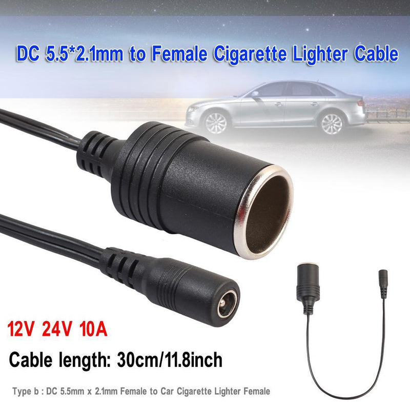 Plug Cable DC 5.5x2.1mm to Car Cigarette Lighter Socket Power Supply(B)