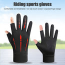 Breathable Anti-Slip Women Men Two Finer Cut Fishing Cycling Gloves (Red)