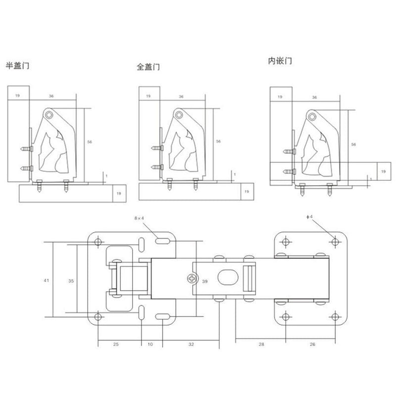 170 Degree Hinge for Corner Cabinet Door Kitchen Thick Door Panels Hinges