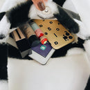5pcs Retro Women Plush Leopard Love Shoulder Bag (White Heart)