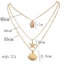 Women Beach Jewelry Multilayer Shell Necklace Cowry Seashell Pendant Bohemian
