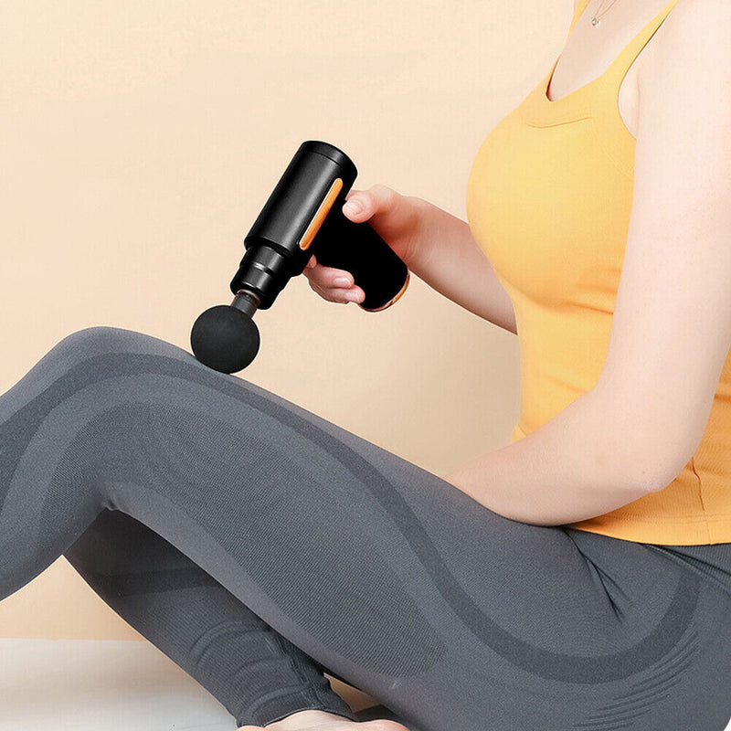 Mini Portable Fascial Gun Electric Body Massager Muscle Pain Relief (Black)