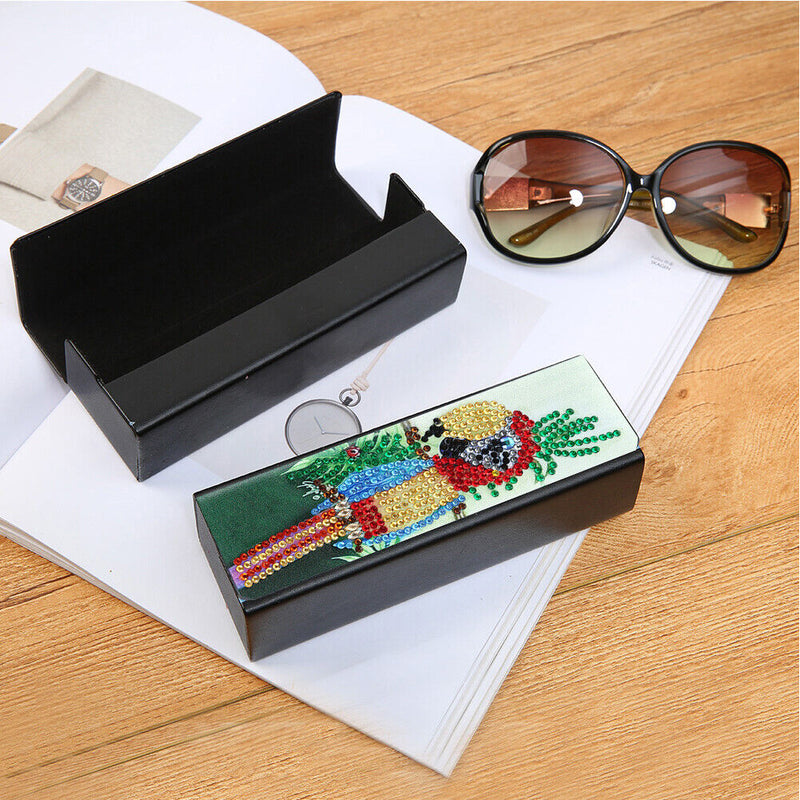 DIY Leather Diamond Painting Glasses Storage Case Mosaic Kit (Q38 Bird)