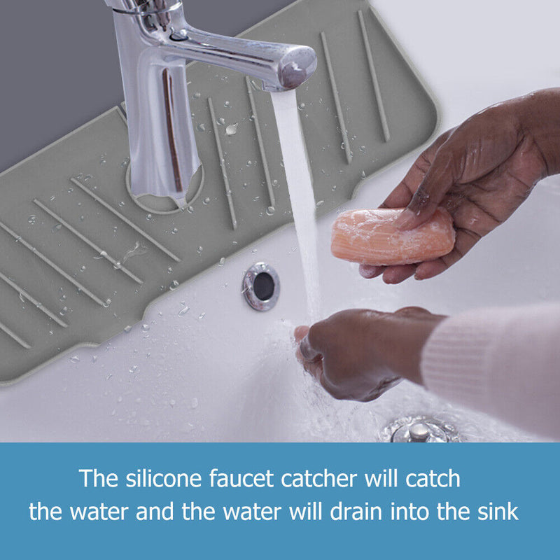 Mat Sink Splash Guard Water Catcher Drying Pads for Kitchen Bathroom (Grey)