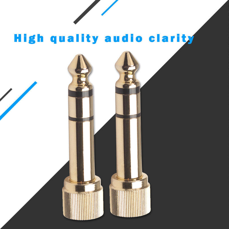 1/2pcs 6.35mm Male to 3.5mm Female Plug Jack Mic Audio Screw Adapter Converter