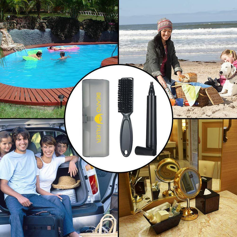 Portable Beard Filling Pen Kit Moustache Pencil Styling Tool (Dark Brown)