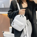 Preppy Style Solid Color Nylon Backpack School Travel Women Knapsack Rucksack
