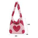 5pcs Retro Women Plush Leopard Love Shoulder Bag(Red Heart)