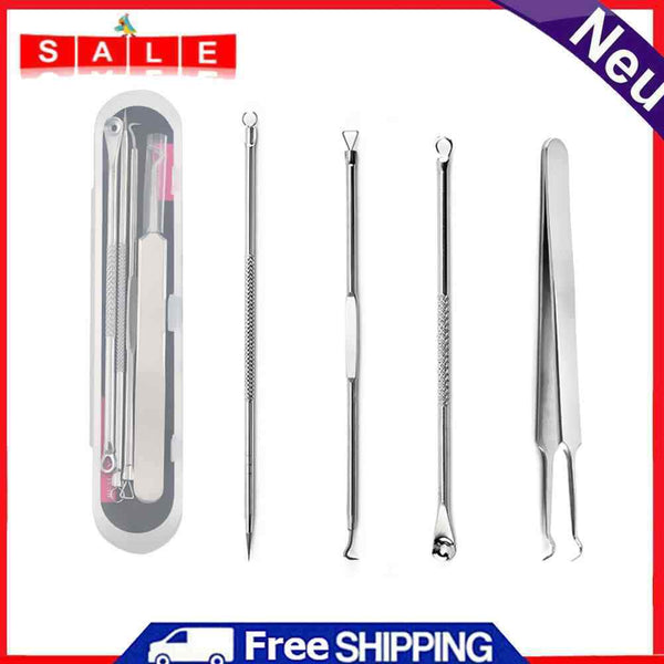 4pcs Blackhead Remover Acne Needles Metal Spoon Facial Black Spot Pore Extractor
