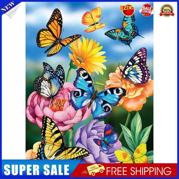 Butterflies Flowers Oil Painting By Numbers DIY Frameless Picture On Canvas