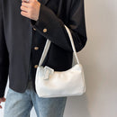 Retro Women Shoulder Bags Female PU Leather Underarm Totes Handbag (White)