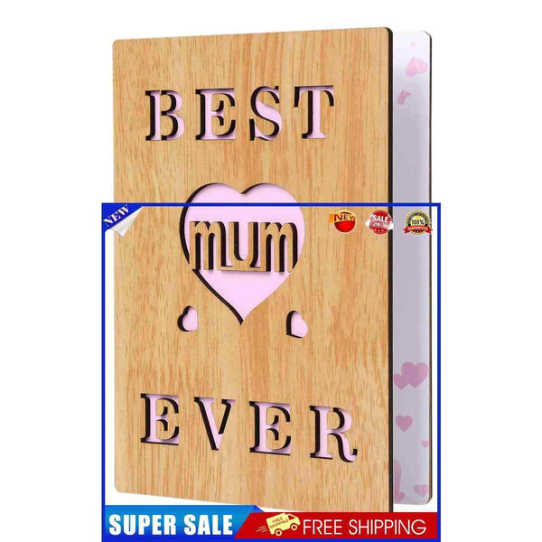 Mothers Day Greeting Card, Wooden Card, Unique Gift for Mom From Son Daughter
