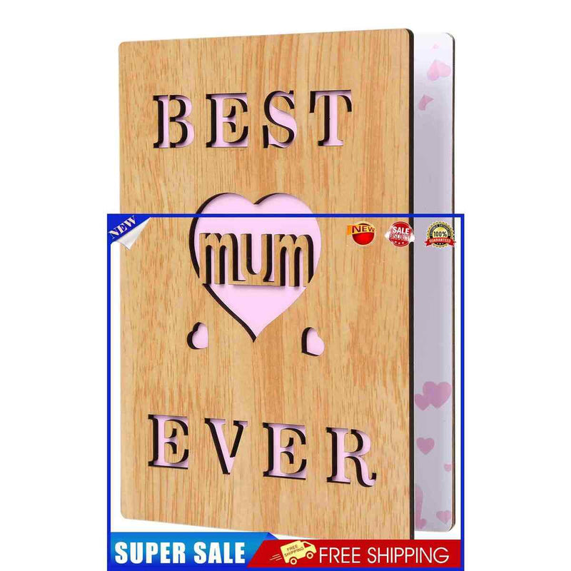 Mothers Day Greeting Card, Wooden Card, Unique Gift for Mom From Son Daughter