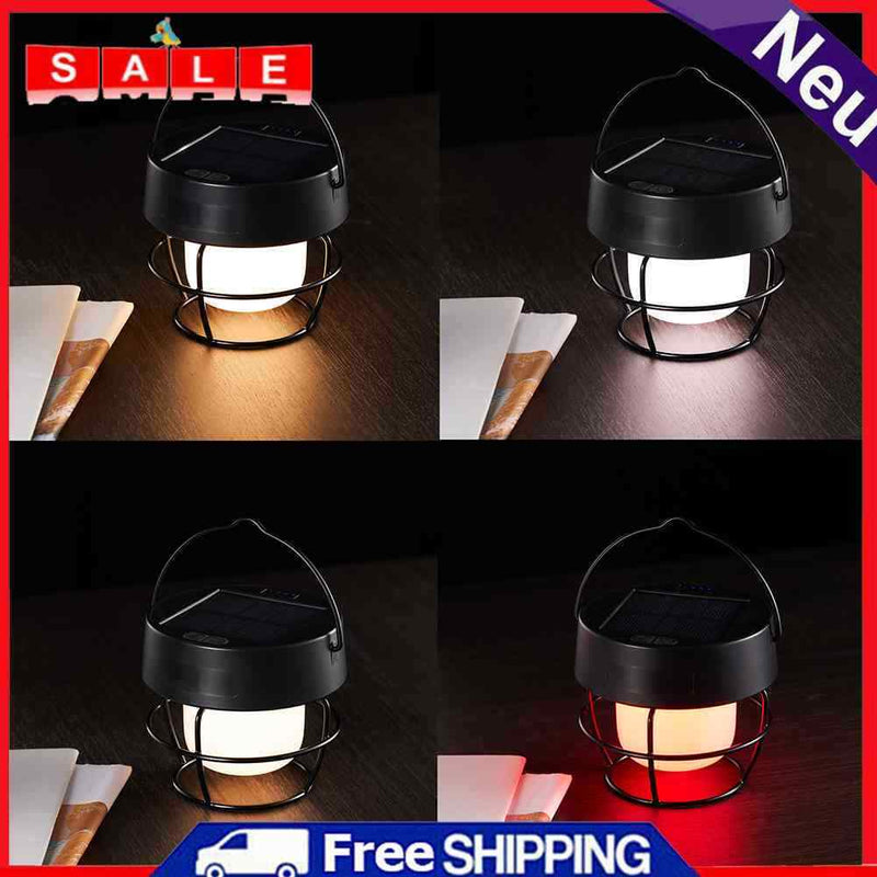 LED Outdoor Solar Lamp 3000mAh Tent Lantern Portable Hanging Hook for BBQ Hiking