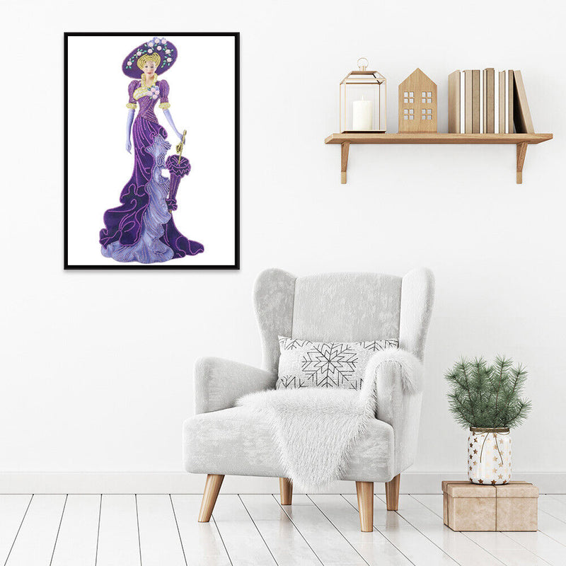 DIY Full Dress Lady Part Special Shape Diamond Painting Kit (YX034 Purple)