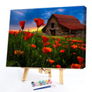 Canvas Painted Oil Paint By Numbers Cabin Flowers Wall Art Modern Bedroom D