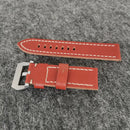 1X Fashion Simple 24MM Reddish Brown Leather Strap Stainless Steel Pin Buckle