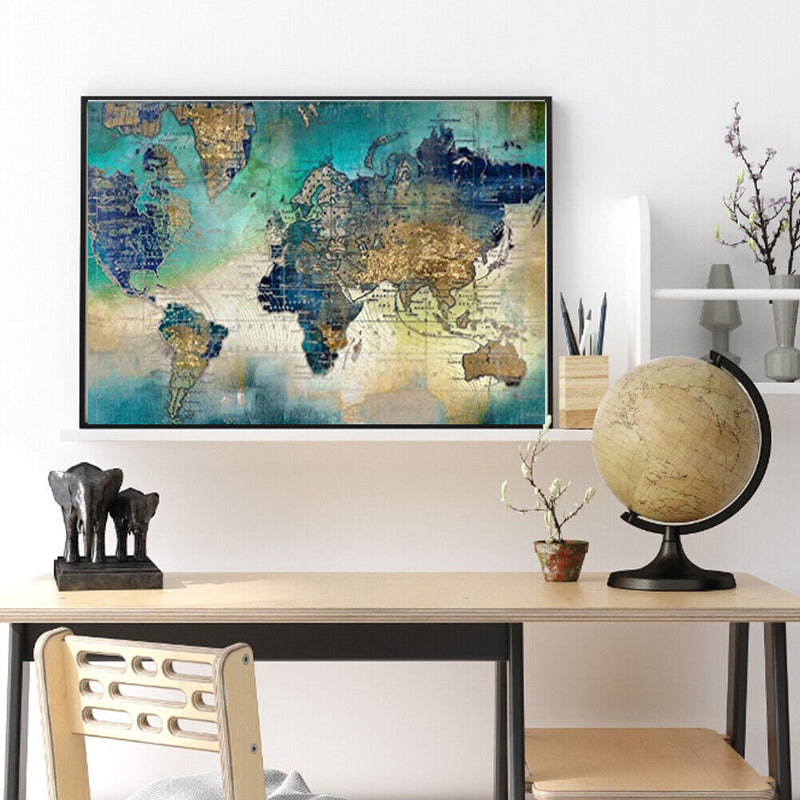 Map Abstract Oil Paint By Numbers DIY Picture Hand Painted Wall Art Craft G
