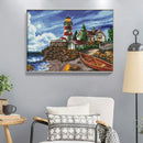 14CT Seaside Lighthouse Counted Cross Stitch Full Embroidery Kit DIY Needle