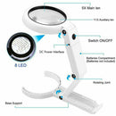 Foldable Magnify Glass with LED Light and Stand Handheld Foldable Magnifier