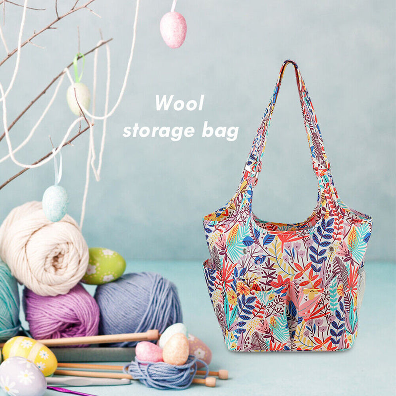 Knitting Needles Yarn Tote Case Oxford Cloth Leaf Wool Hooks Storage Bag