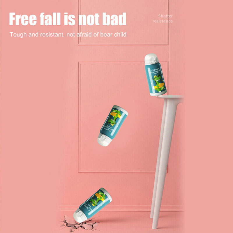 550ml Cartoon Cute Straw Drinking Cup Stainless Steel Insulation Water Bottle