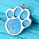 Stainless Steel Glitter Custom Pet Dog Tag Engraved Feet Card(Blue)