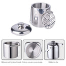 1300ml Stainless Steel Ice Bucket Double Layer Wine Beer Ice Cube Tray w/ Tongs