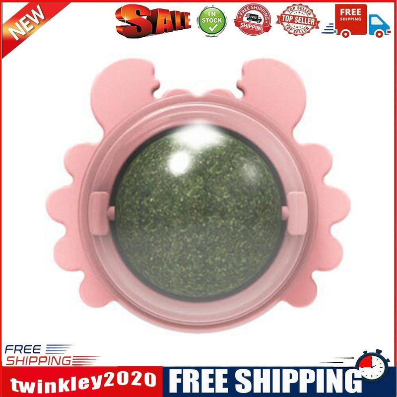 Rotatable Cat Treat Toys with Catnip Snack Licking Ball Kitten Molar (Pink)