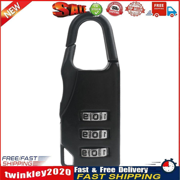 Mini 3 Digit Combination Padlock Zinc Alloy Travel Luggage Lock (Black) Newly