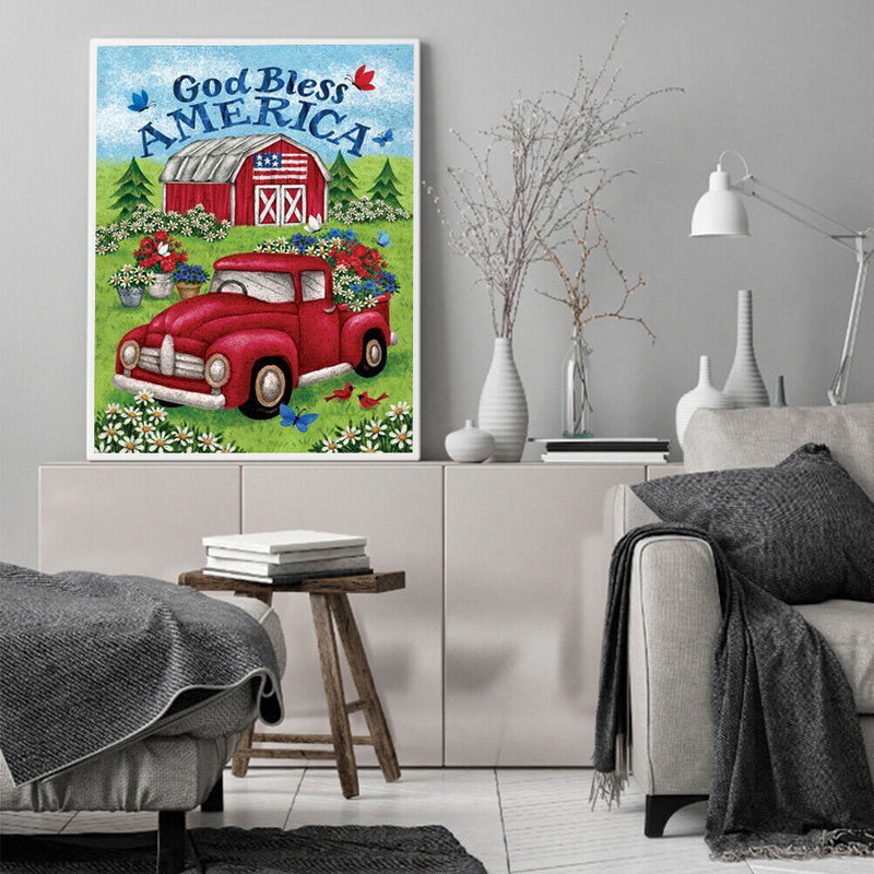 Canvas Painted Oil Paint By Numbers Red Car DIY Wall Art Modern Bedroom Decor