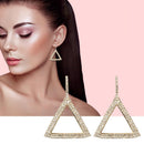 Ladies Hollowed Drop Earrings Women Rhinestone Triangle Dangle Ear Hook Jewelry