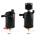 Reservoir Oil Fuel Catch Can Kit 2 Port Oil Tank w/ Drain Valve Breather Filter