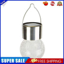 LED Solar Lamp Cracked Glass Ball Hanging Light Waterproof Garden Decor (F)