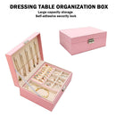 Jewelry Velvet Box with Lock Travel Earring Organizer Storage Case (Pink)