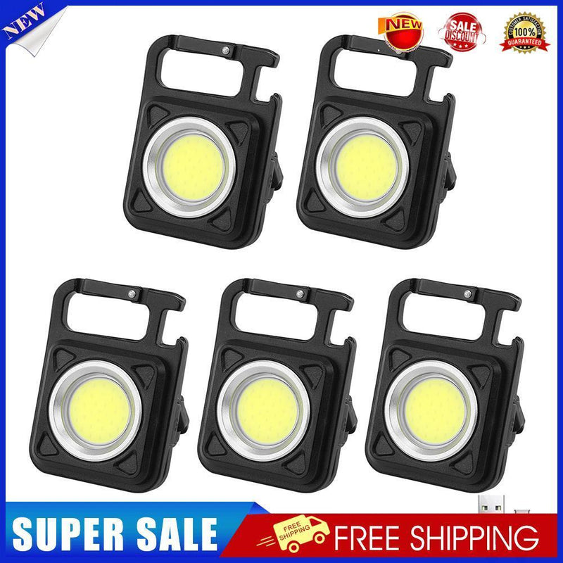 5pcs Mini COB Work Light Small Pocket Flashlight USB Rechargeable Key Light
