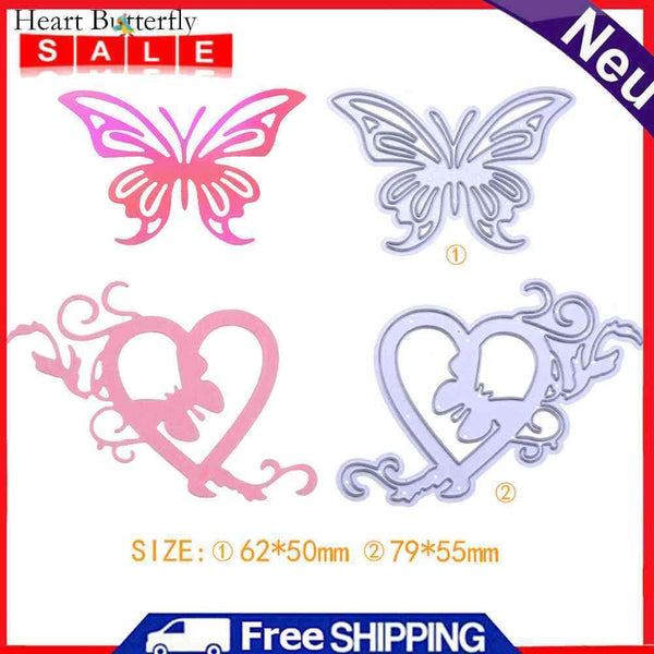 2pcs Heart Butterfly Metal Punching Molds Stencils Scrapbooking Embosses DIY