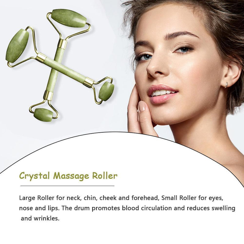 Portable Double Head Face Massager Jade Roller Skin Massage Beauty Care