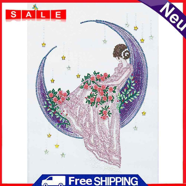 Girl Moon 5D DIY Home Wall Decor Art Diamond Embroidery Special Shaped Painting